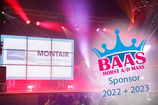 Die Bühne von Baas van Horst aan de Maas mit Sponsor Montair im Hintergrund